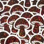 Mini Brown Mushroom Sticker Set, sparkly toadstool decals for cottagecore scrapbooking, crafts, journals
