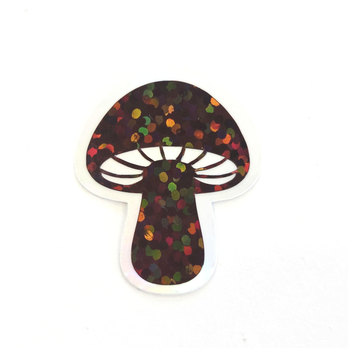 Mini Brown Mushroom Sticker Set, sparkly toadstool decals for cottagecore scrapbooking, crafts, journals