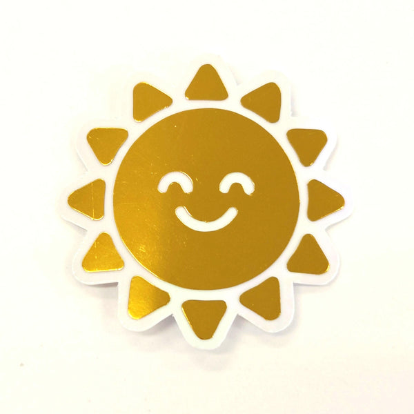 Happy Yellow Suns Mini Sticker Set, sparkly sunshine stickers with clear outline.