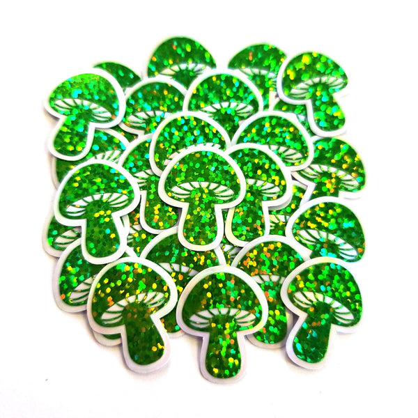 sparkly green muchroom stickers