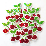 Red Cherry Sticker Set, Glitter Vinyl Decals for crafts, one inch, choose amount