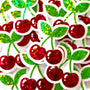 Red Cherry Sticker Set, Glitter Vinyl Decals for crafts, one inch, choose amount