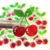 Mini Red Cherry Sticker Set, Sparkly Vinyl Decals for crafts, one inch, choose amount
