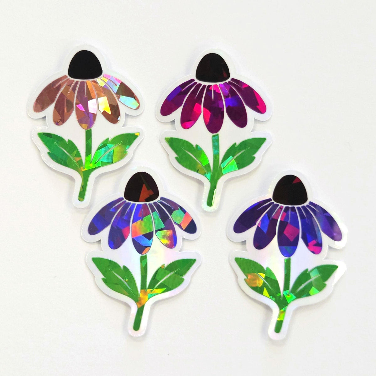 Purple Coneflowers Mini Sticker Set, Sparkly Summer Blooms, Garden Journal Scrapbook Embellishments