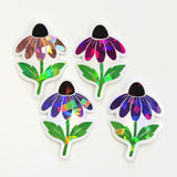 Purple Coneflowers Mini Sticker Set, Sparkly Summer Blooms, Garden Journal Scrapbook Embellishments