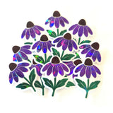 Purple Coneflowers Mini Sticker Set, Sparkly Summer Blooms, Garden Journal Scrapbook Embellishments