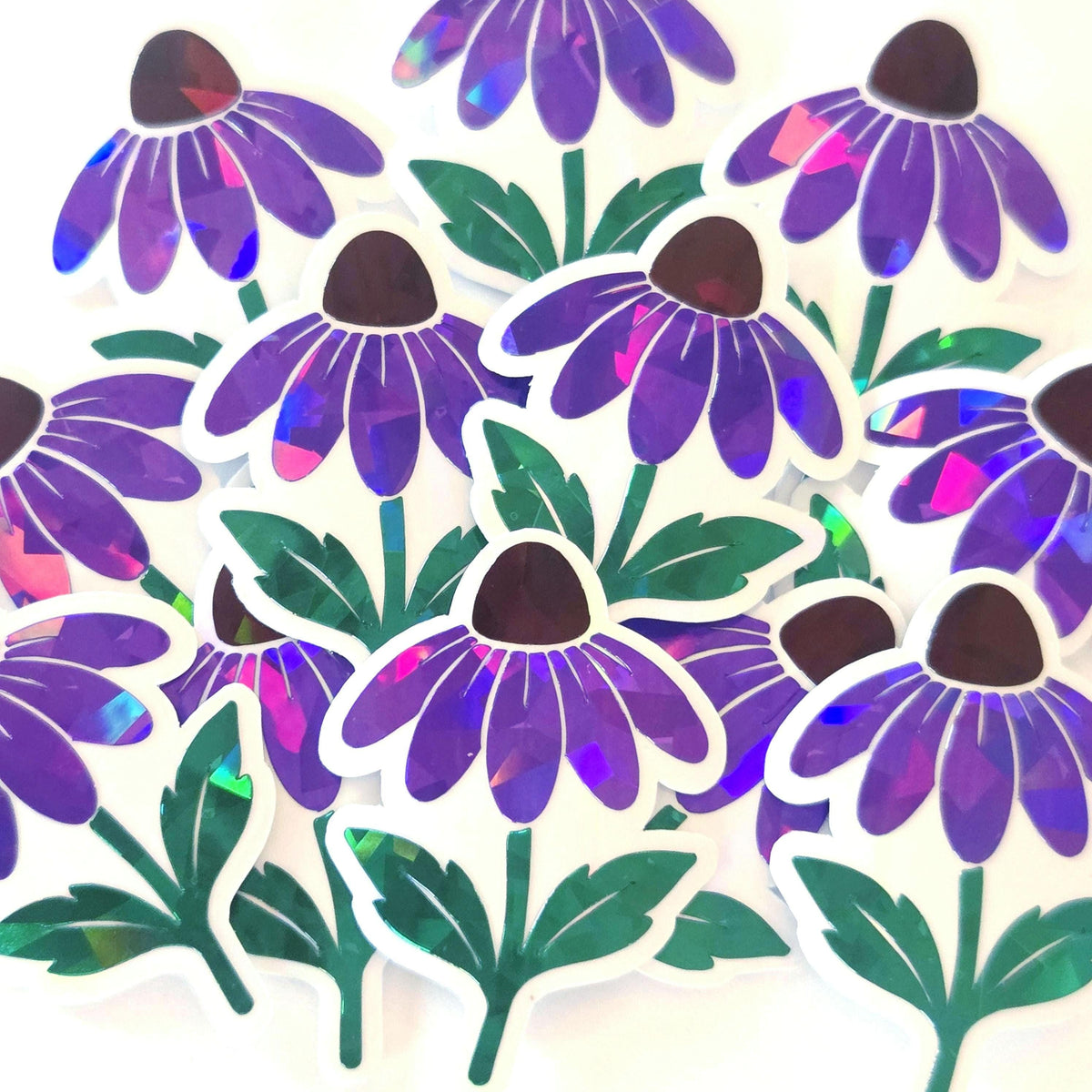 Purple Coneflowers Mini Sticker Set, Sparkly Summer Blooms, Garden Journal Scrapbook Embellishments