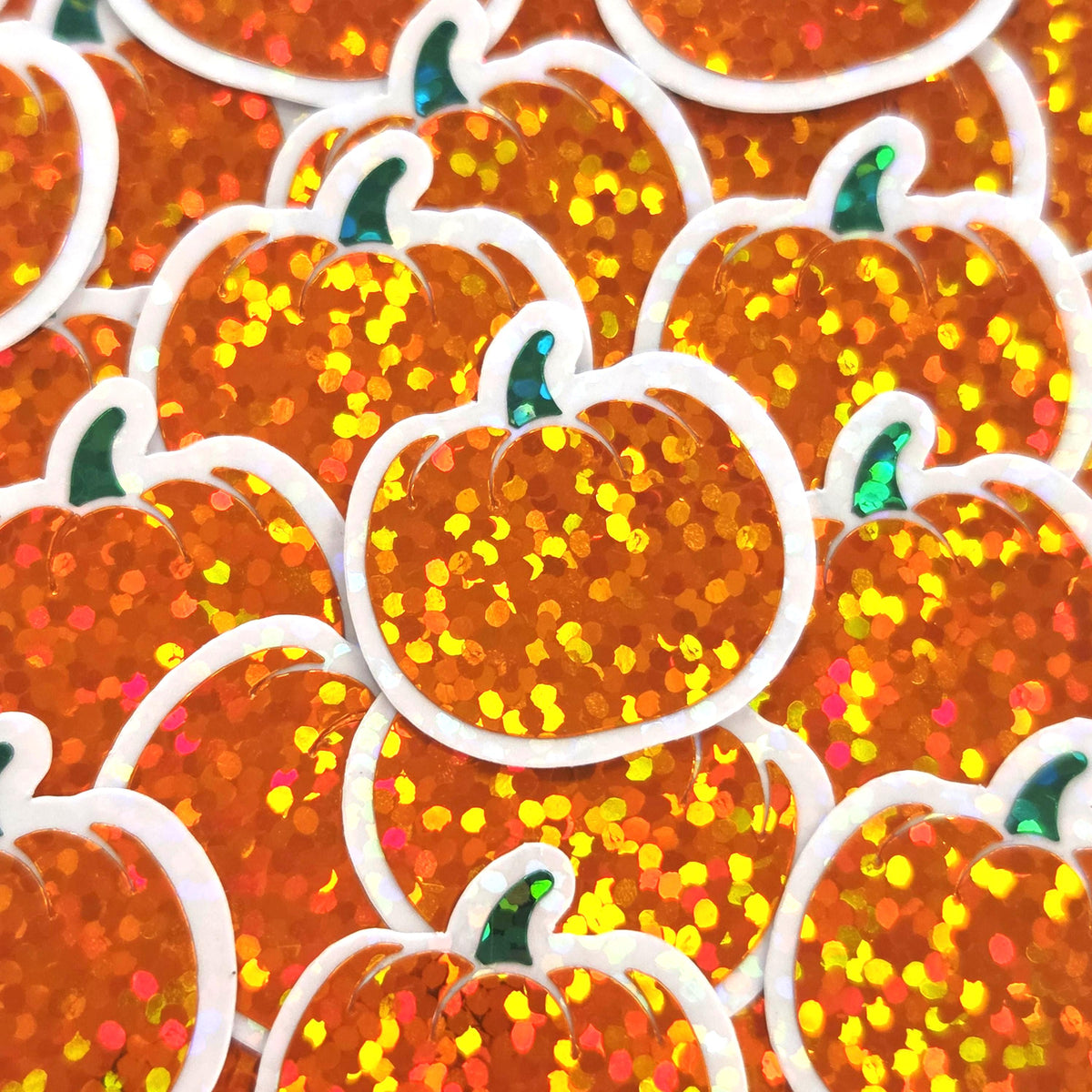 Pumpkin Mini Stickers Set, sparkly orange vegetable stickers for fall planners, journals and Halloween scrapbook pages.