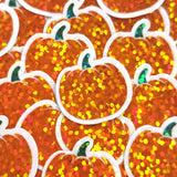Pumpkin Mini Stickers Set, sparkly orange vegetable stickers for fall planners, journals and Halloween scrapbook pages.