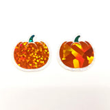 Orange Pumpkin Mini Stickers Set, sparkly fall vegetable stickers for planners, journals and Halloween scrapbook pages.