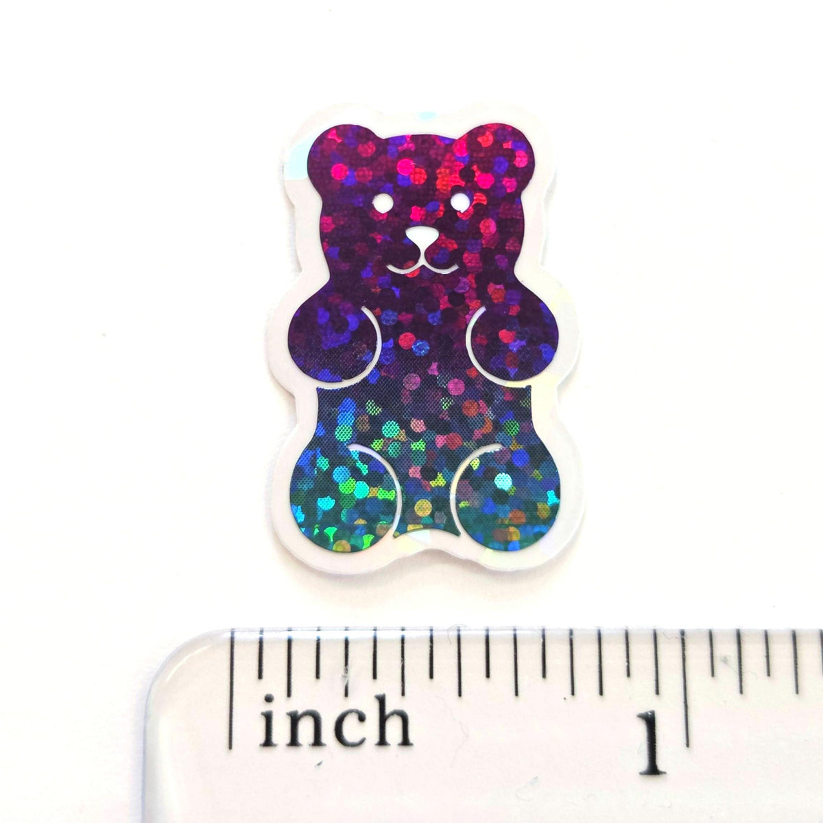 Rainbow Glitter Gummy Bears Mini Sticker Set, Candy Decals with clear outline