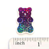 Rainbow Glitter Gummy Bears Mini Sticker Set, Candy Decals with clear outline