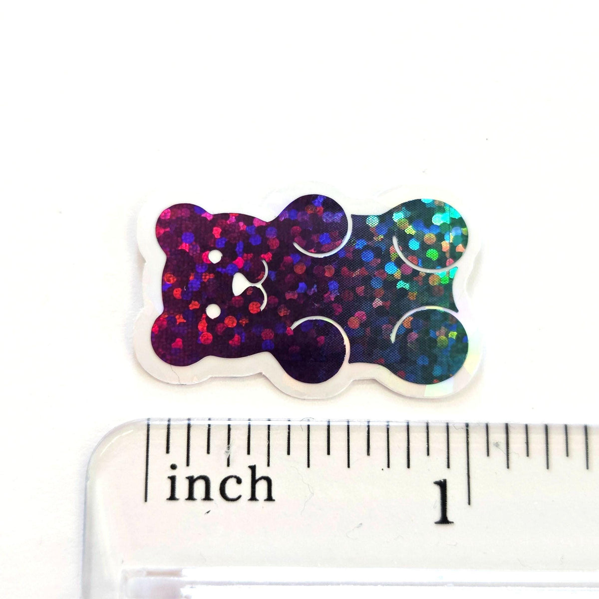 Rainbow Glitter Gummy Bears Mini Sticker Set, Candy Decals with clear outline