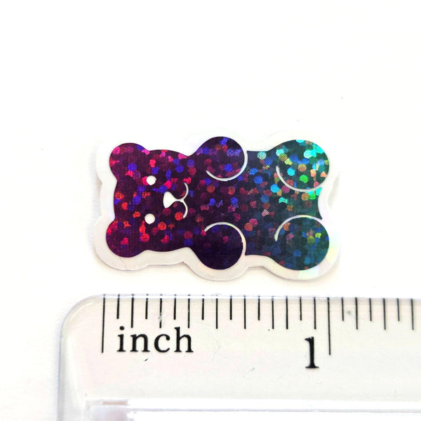 Rainbow Glitter Gummy Bears Mini Sticker Set, Candy Decals with clear outline