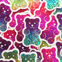 Rainbow Glitter Gummy Bears Mini Sticker Set, Candy Decals with clear outline