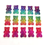 Rainbow Glitter Gummy Bears Mini Sticker Set, Candy Decals with clear outline