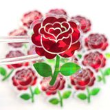 Red Roses Flower Sticker Set, small sparkly summer blooms for journals, garden planners, envelopes, scrapbook pages and crafts.