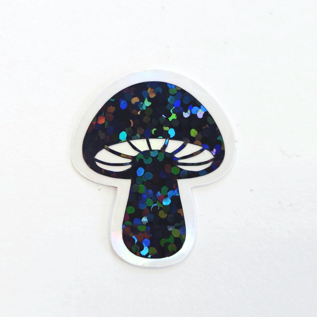 Black Mushrooms Mini Sticker Set, sparkly toadstools for cottagecore scrapbooking, crafts, journals