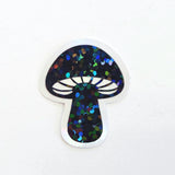 Black Mushrooms Mini Sticker Set, sparkly toadstools for cottagecore scrapbooking, crafts, journals