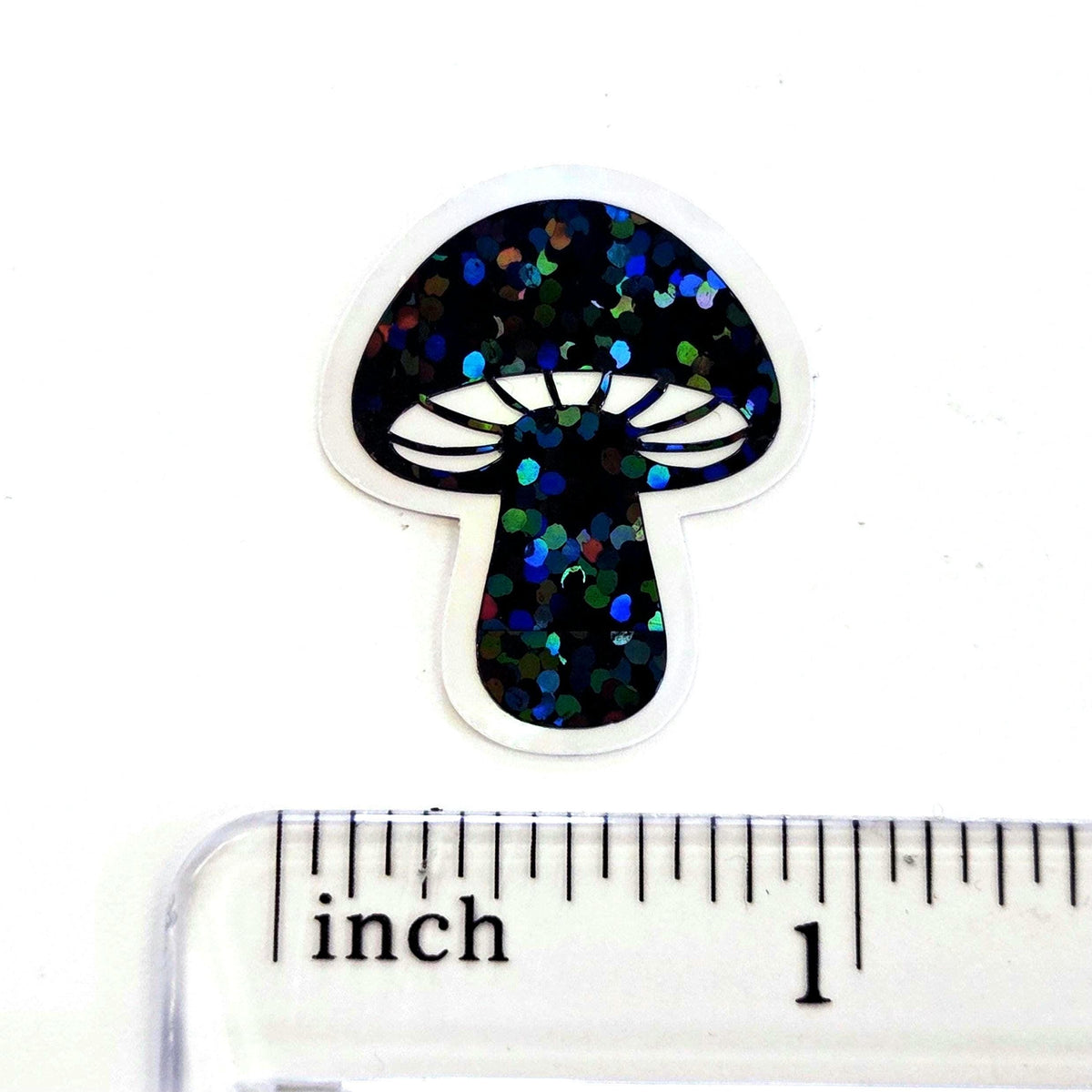 Black Mushrooms Mini Sticker Set, sparkly toadstools for cottagecore scrapbooking, crafts, journals