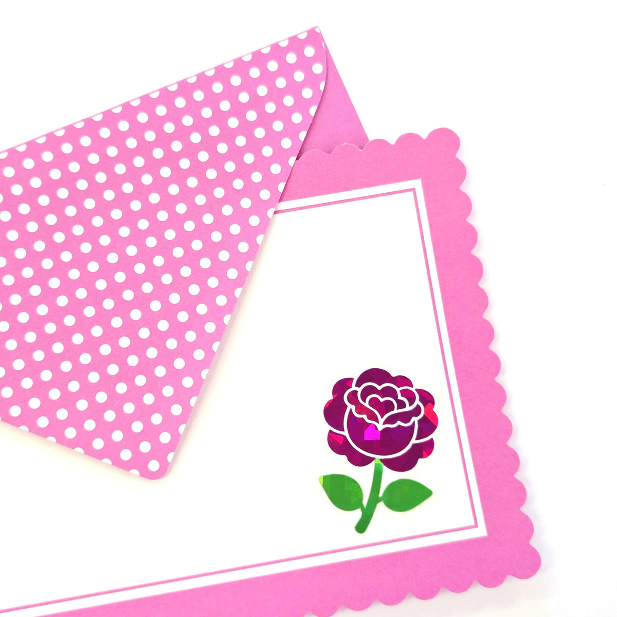 Hot Pink Roses Flower Sticker Set, small sparkly summer blooms for journals, garden planners, envelopes, scrapbook pages and crafts.