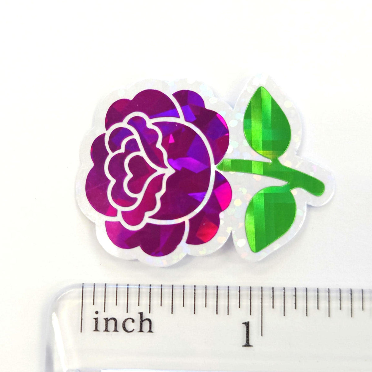 Hot Pink Roses Flower Sticker Set, small sparkly summer blooms for journals, garden planners, envelopes, scrapbook pages and crafts.