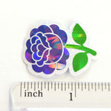 Purple Roses Flower Sticker Set, small sparkly summer blooms for journals, garden planners, envelopes, scrapbook pages and crafts.