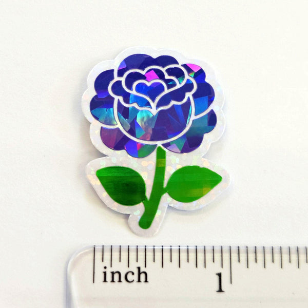 Purple Roses Flower Sticker Set, small sparkly summer blooms for journals, garden planners, envelopes, scrapbook pages and crafts.