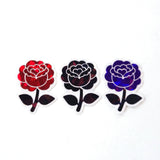 Black Roses Flower Sticker Set, small sparkly gothic blooms fo dark romance book journals, planners, envelopes, scrapbook pages