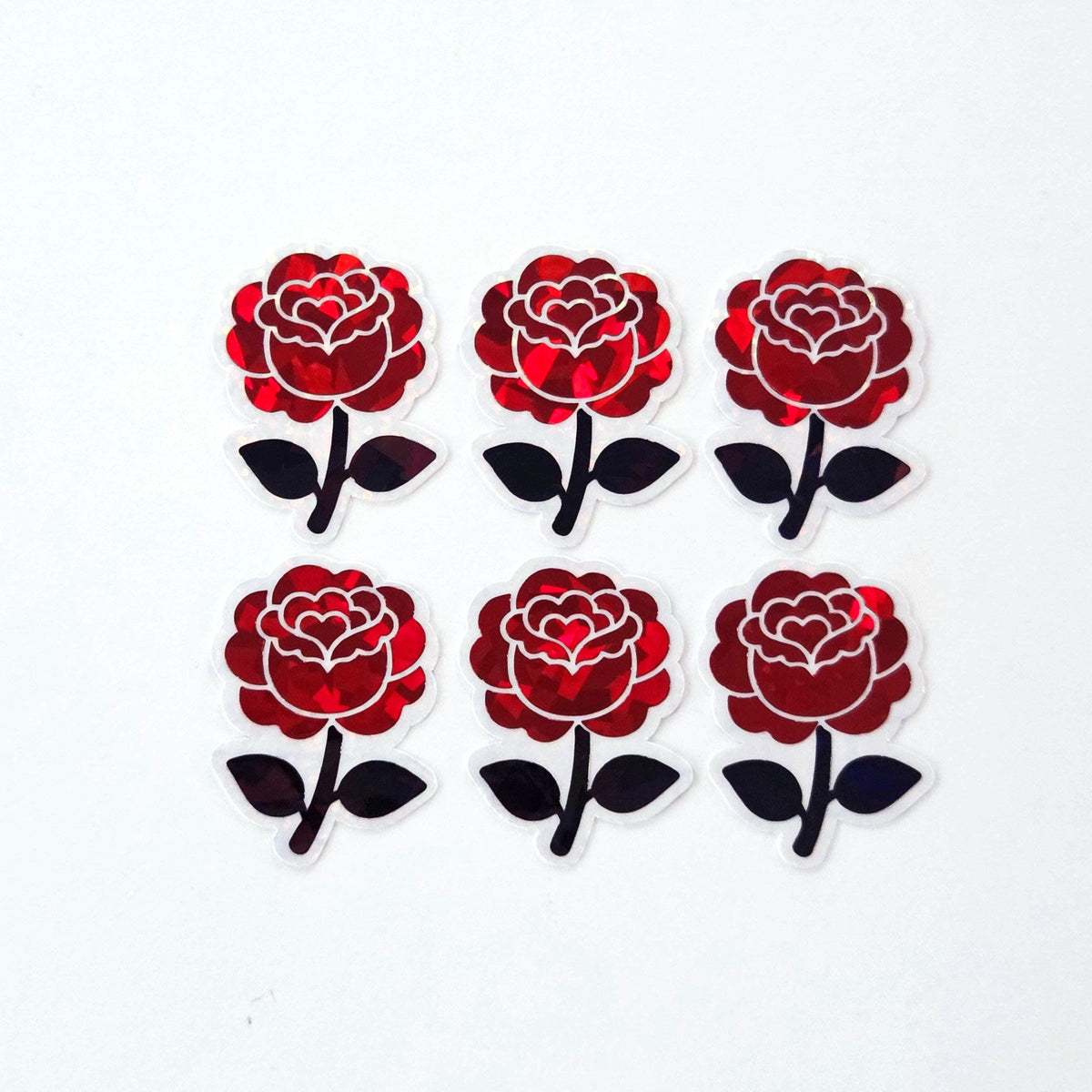 Black Roses Flower Sticker Set, small sparkly gothic blooms fo dark romance book journals, planners, envelopes, scrapbook pages