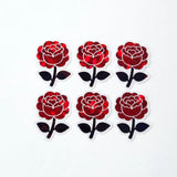 Black Roses Flower Sticker Set, small sparkly gothic blooms fo dark romance book journals, planners, envelopes, scrapbook pages