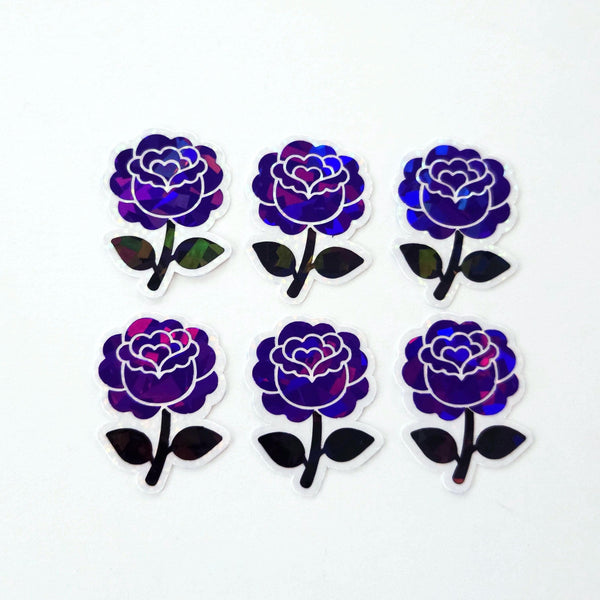 Black Roses Flower Sticker Set, small sparkly gothic blooms fo dark romance book journals, planners, envelopes, scrapbook pages
