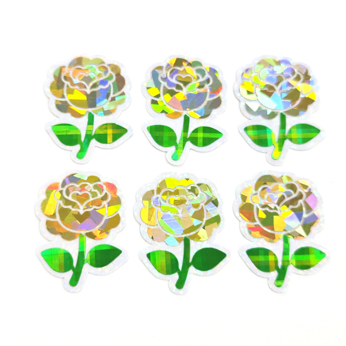 Yellow Roses Flower Sticker Set, small sparkly summer blooms for journals, garden planners, envelopes, scrapbook pages and crafts.