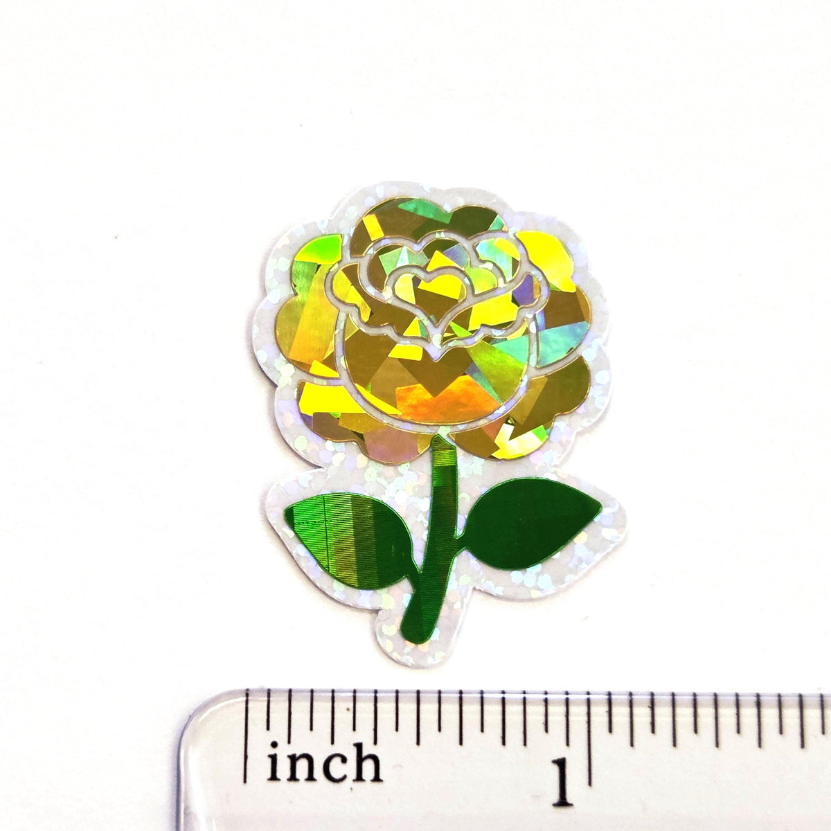 Yellow Roses Flower Sticker Set, small sparkly summer blooms for journals, garden planners, envelopes, scrapbook pages and crafts.