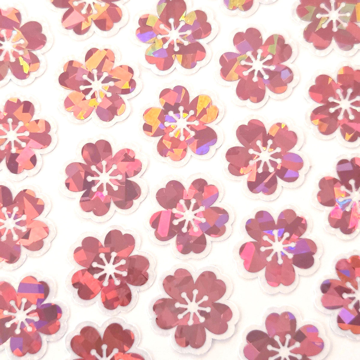 Sakura Blossom Flowers Die Cut Stickers Set, Sparkly Pink Cherry Blooms