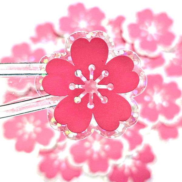 Light Pink Cherry Blossoms Die-Cut Stickers, choose amount