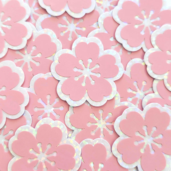 Hot Pink Sakura Cherry Blossoms Sticker Set