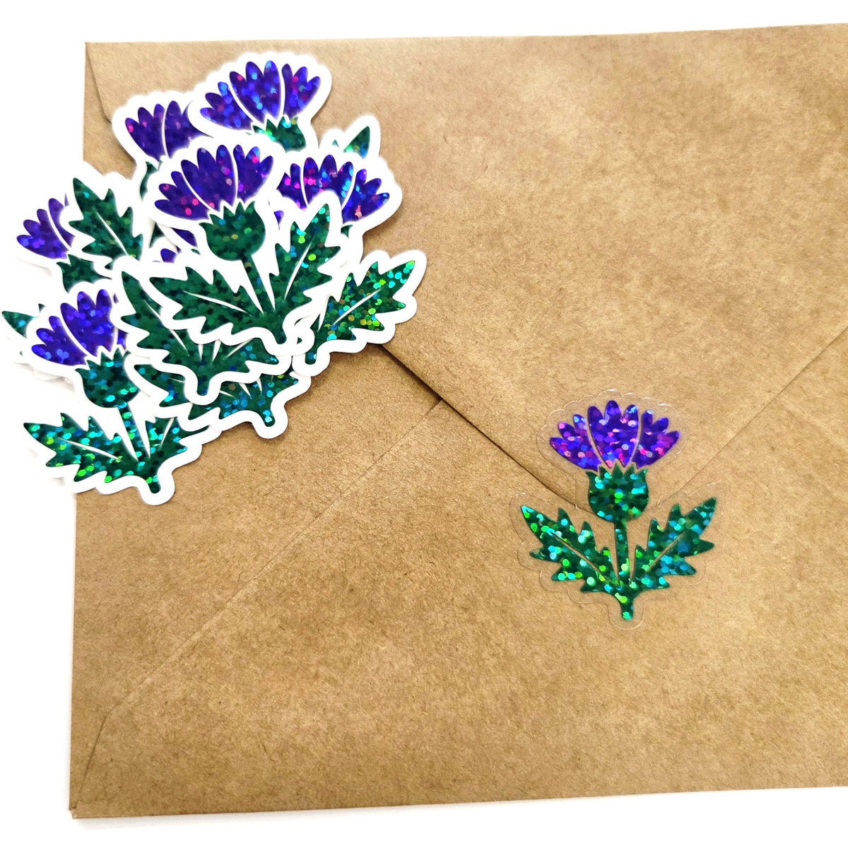 Thistle Sticker Set, purple flower of Scotland, stickers for envelopes, travel journals and scrapbook pages.