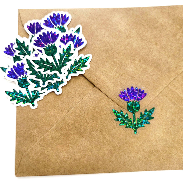 Thistle Sticker Set, purple flower of Scotland, stickers for envelopes, travel journals and scrapbook pages.