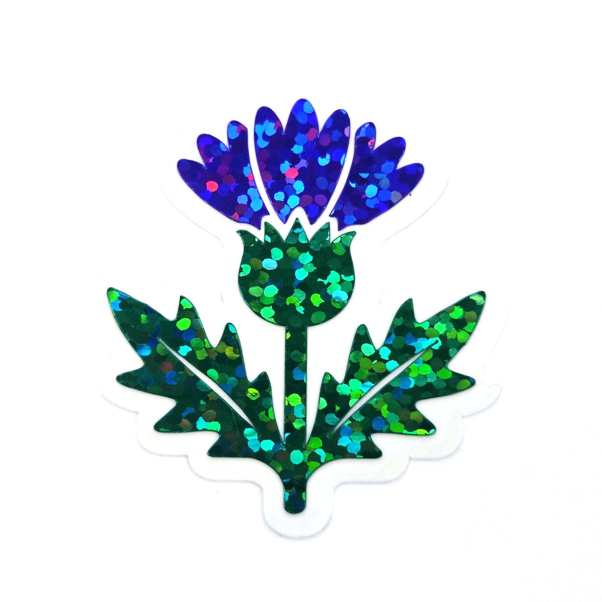 purple and green thistle flower sticker