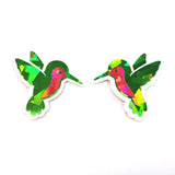 Green Hummingbirds Mini Sticker Set, Sparkly Vinyl Birds for Crafts, Planners, Journals