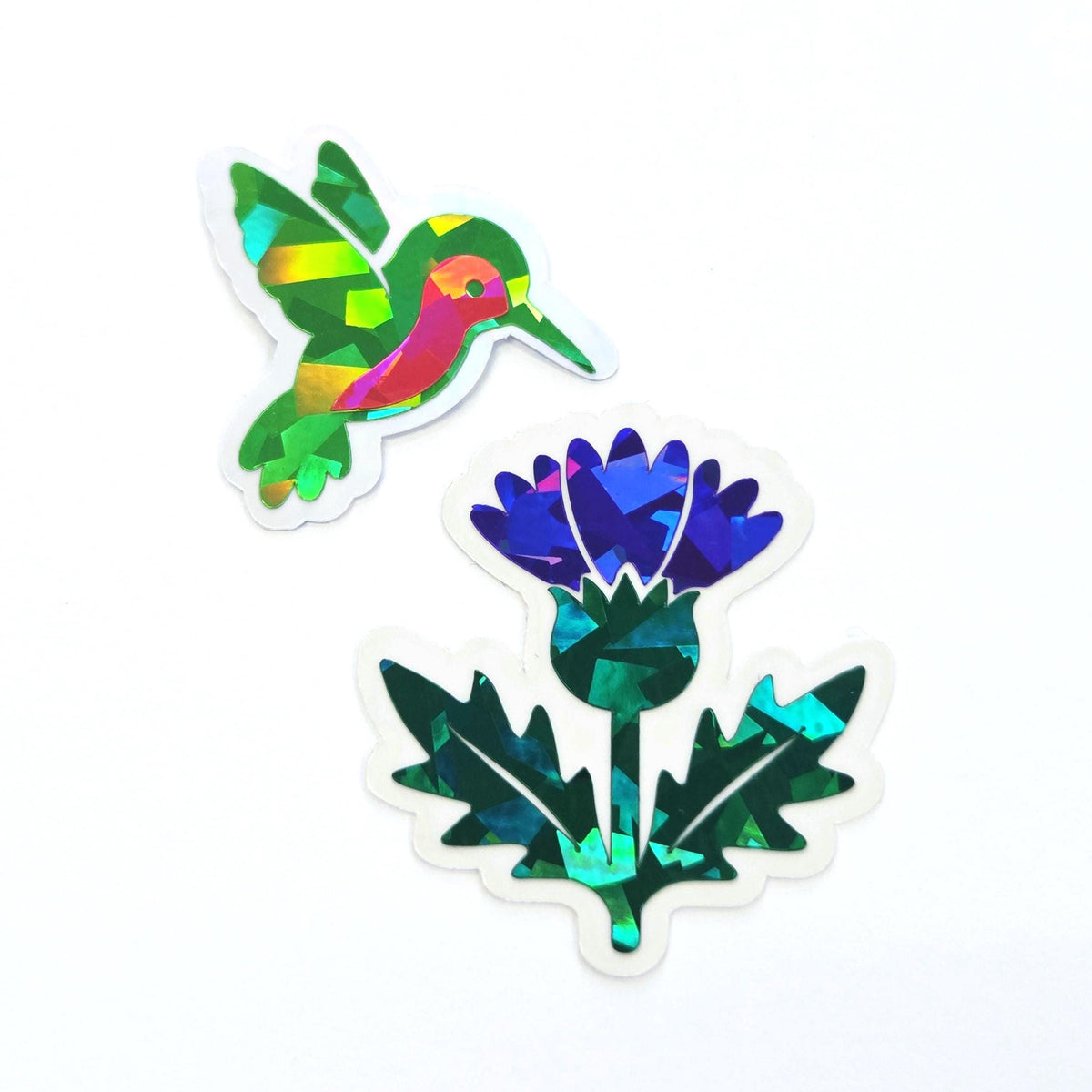 Green Hummingbirds Mini Sticker Set, Sparkly Vinyl Birds for Crafts, Planners, Journals