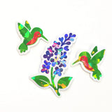 Green Hummingbirds Mini Sticker Set, Sparkly Vinyl Birds for Crafts, Planners, Journals