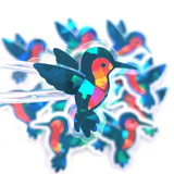 Turquoise Hummingbirds Mini Sticker Set, Sparkly Vinyl Birds for Crafts, Planners, Journals