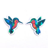 Turquoise Hummingbirds Mini Sticker Set, Sparkly Vinyl Birds for Crafts, Planners, Journals