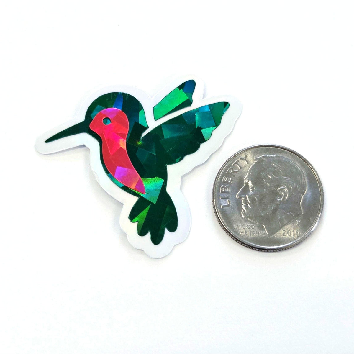 Dark Green Hummingbirds Mini Sticker Set, Sparkly Vinyl Birds for Crafts, Planners, Journals