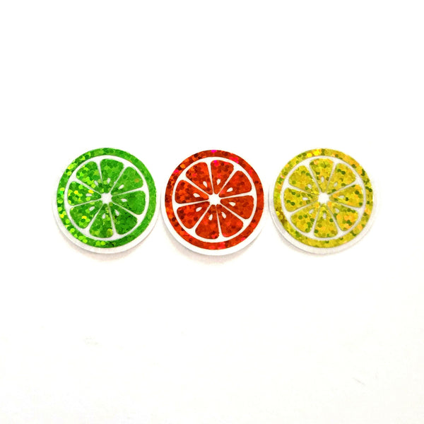 Orange Slice Mini Stickers, Small Sparkly Fruit Stickers for Crafts, Food Journals and Planners.