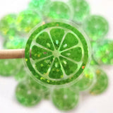 Lemon Slice Mini Stickers, Small Sparkly Citrus Fruit Stickers for Crafts, Food Journals and Planners.