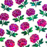 Peony Flower Die Cut Stickers, small sparkly hot pink summer blooms for journals, garden planners, envelopes, scrapbook pages and crafts.