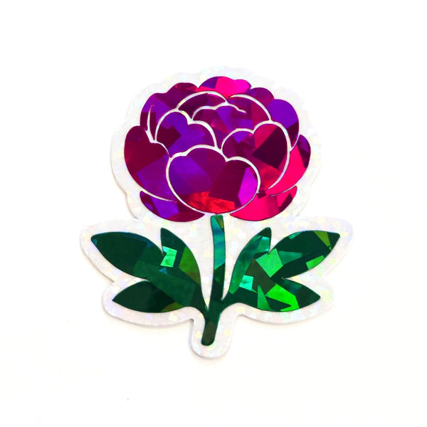 Pink Peony Flower Sticker Set, small sparkly summer blooms for journals, garden planners, wedding envelopes, scrapbook pages and crafts.